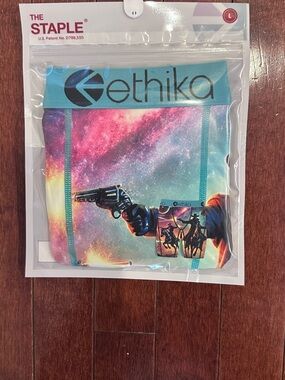 ethika Galaxy Print Boxer Briefs with Teal Waistband